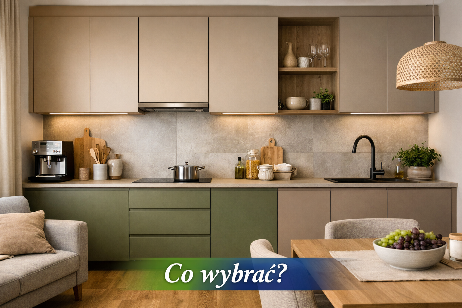 Matowe fronty kuchenne w ciepłych kolorach beż, oliwka i greige – najgorętszy trend aranżacji kuchni 2026 w Warszawie
